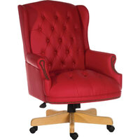 Chairman Rouge Executive Leather Faced Office Chair With Light Wood Finish 5 Castor Base Red Chairman Rouge Executive Leather Faced Office Chair With Light Wood Finish 5 Castor Base Red