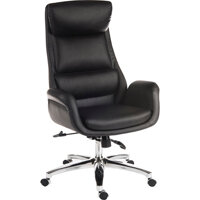 Ambassador Luxury Reclining Executive Office Chair With Supple Leather Look Upholstery In Black