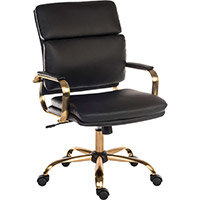 Vintage Style Executive Office Chair With Black Leather Look Upholstery & Brass Effect Frame Vintage Style Executive Office Chair With Black Leather Look Upholstery & Brass Effect Frame