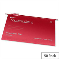 Rexel Crystalfile Foolscap Suspension File Red V-base 15mm Pack 50 Rexel Crystalfile Foolscap Suspension File Red V-base 15mm Pack 50