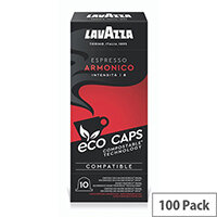Lavazza Eco Caps Nespresso Coffee Machine Compatible Capsules 100% Compostable Armonico - Pack of 100 Lavazza Eco Caps Nespresso Coffee Machine Compatible Capsules 100% Compostable Armonico - Pack of 100