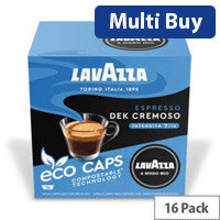 Lavazza Modo Mio DEK CREMOSO Compostable Coffee Capsules - Pack of 16 Pods - Eco Caps