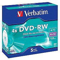 Verbatim DVD-RW 4X 4.7Gb Pack of 5 43285