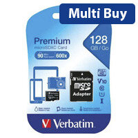 Verbatim Premium 128GB SDXC Micro Card with Adapter (Ref 44085) - High-Speed Data Transfer for Devices