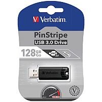 Verbatim Black Pinstripe 128GB USB 3.0 Flash Drive 49319