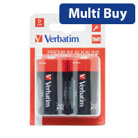 Verbatim D Alkaline Batteries - Pack of 2, High-Energy Efficiency