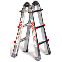 WAKU 100 - 6 Step Aluminium Telescopic Ladder - a durable, telescopic, multipurpose stepladder solution with non-slip design and easy storage
