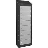 Probe Low Wallet Locker 8 Tier Cam Lock ACTIVECOAT W305xD150x915mm Metallic Black Body Silver Door 7 Year Warranty