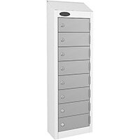 Probe Low Wallet Locker 8 Tier Cam Lock ACTIVECOAT W305xD150x915mm Smoke White Body Silver Door 7 Year Warranty