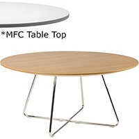 Frovi WIRE Round Coffee Table With Chrome WIRE Frame & MFC Top Dia600xH420mm - Minimalist Design MFC Melamine Surface