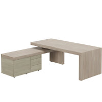 Auttica Madrid Oak Executive Office Desk with Arctic Oak Left Side Return W2000mm