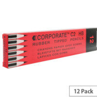 Whitebox Contract Pencils with Rubber Tip, Red HB (Pack of 12, Ref 93761) - Durable HB Pencils for School and Office Use