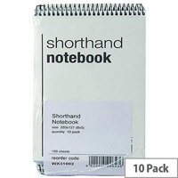 Spiral Shorthand Notebook 150 Leaf 10 Pack