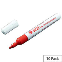 Whiteboard Marker Bullet Tip Red 10 Pack WX98003