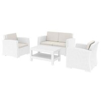 Monaco Rattan Lounge Set - White - Suitable for Indoor & Outdoor Use Monaco Rattan Lounge Set - White - Suitable for Indoor & Outdoor Use