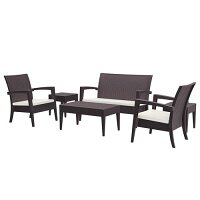 Miami 5 Piece Lounge Set - Brown - Suitable for Indoor & Outdoor Use Miami 5 Piece Lounge Set - Brown - Suitable for Indoor & Outdoor Use