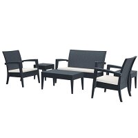 Miami 5 Piece Lounge Set - Dark Grey - Suitable for Indoor & Outdoor Use Miami 5 Piece Lounge Set - Dark Grey - Suitable for Indoor & Outdoor Use