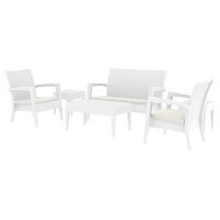 Miami 5 Piece Lounge Set - White - Suitable for Indoor & Outdoor Use Miami 5 Piece Lounge Set - White - Suitable for Indoor & Outdoor Use