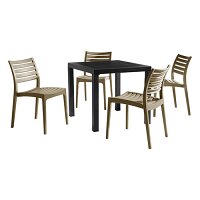 Ares Dining Set Black Table & Taupe Chairs - Suitable for Indoor & Outdoor Use Ares Dining Set Black Table & Taupe Chairs - Suitable for Indoor & Outdoor Use