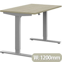 Zoom Height Adjustable Sit Stand Office Desk Plain Top W1200mmxD700mmxH685-1185mm Arctic Oak Top Silver Frame - Prevents & Reduces Muscle & Back Problems, Poor Circulation & Increases Brain Activity. Zoom Height Adjustable Sit Stand Office Desk Plain Top W1200mmxD700mmxH685-1185mm Arctic Oak Top Silver Frame - Prevents & Reduces Muscle & Back Problems, Poor Circulation & Increases Brain Activity.