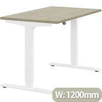 Zoom Height Adjustable Sit Stand Office Desk Plain Top W1200mmxD700mmxH685-1185mm Arctic Oak Top White Frame - Prevents & Reduces Muscle & Back Problems, Poor Circulation & Increases Brain Activity. Zoom Height Adjustable Sit Stand Office Desk Plain Top W1200mmxD700mmxH685-1185mm Arctic Oak Top White Frame - Prevents & Reduces Muscle & Back Problems, Poor Circulation & Increases Brain Activity.