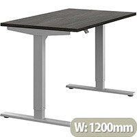 Zoom Height Adjustable Sit Stand Office Desk Plain Top W1200mmxD700mmxH685-1185mm Carbon Walnut Top Silver Frame - Prevents & Reduces Muscle & Back Problems, Poor Circulation & Increases Brain Activity. Zoom Height Adjustable Sit Stand Office Desk Plain Top W1200mmxD700mmxH685-1185mm Carbon Walnut Top Silver Frame - Prevents & Reduces Muscle & Back Problems, Poor Circulation & Increases Brain Activity.
