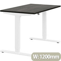 Zoom Height Adjustable Sit Stand Office Desk Plain Top W1200mmxD700mmxH685-1185mm Carbon Walnut Top White Frame - Prevents & Reduces Muscle & Back Problems, Poor Circulation & Increases Brain Activity. Zoom Height Adjustable Sit Stand Office Desk Plain Top W1200mmxD700mmxH685-1185mm Carbon Walnut Top White Frame - Prevents & Reduces Muscle & Back Problems, Poor Circulation & Increases Brain Activity.