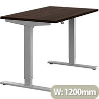 Zoom Height Adjustable Sit Stand Office Desk Plain Top W1200mmxD700mmxH685-1185mm Dark Walnut Top Silver Frame - Prevents & Reduces Muscle & Back Problems, Poor Circulation & Increases Brain Activity. Zoom Height Adjustable Sit Stand Office Desk Plain Top W1200mmxD700mmxH685-1185mm Dark Walnut Top Silver Frame - Prevents & Reduces Muscle & Back Problems, Poor Circulation & Increases Brain Activity.