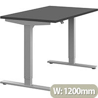 Zoom Height Adjustable Sit Stand Office Desk Plain Top W1200mmxD700mmxH685-1185mm Graphite Top Silver Frame - Prevents & Reduces Muscle & Back Problems, Poor Circulation & Increases Brain Activity. Zoom Height Adjustable Sit Stand Office Desk Plain Top W1200mmxD700mmxH685-1185mm Graphite Top Silver Frame - Prevents & Reduces Muscle & Back Problems, Poor Circulation & Increases Brain Activity.
