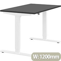 Zoom Height Adjustable Sit Stand Office Desk Plain Top W1200mmxD700mmxH685-1185mm Graphite Top White Frame - Prevents & Reduces Muscle & Back Problems, Poor Circulation & Increases Brain Activity. Zoom Height Adjustable Sit Stand Office Desk Plain Top W1200mmxD700mmxH685-1185mm Graphite Top White Frame - Prevents & Reduces Muscle & Back Problems, Poor Circulation & Increases Brain Activity.
