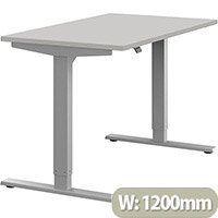 Zoom Height Adjustable Sit Stand Office Desk Plain Top W1200mmxD700mmxH685-1185mm Grey Top Silver Frame - Prevents & Reduces Muscle & Back Problems, Poor Circulation & Increases Brain Activity. Zoom Height Adjustable Sit Stand Office Desk Plain Top W1200mmxD700mmxH685-1185mm Grey Top Silver Frame - Prevents & Reduces Muscle & Back Problems, Poor Circulation & Increases Brain Activity.