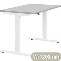 Zoom Height Adjustable Sit Stand Office Desk Plain Top W1200mmxD700mmxH685-1185mm Grey Top White Frame - Prevents & Reduces Muscle & Back Problems, Poor Circulation & Increases Brain Activity. Zoom Height Adjustable Sit Stand Office Desk Plain Top W1200mmxD700mmxH685-1185mm Grey Top White Frame - Prevents & Reduces Muscle & Back Problems, Poor Circulation & Increases Brain Activity.