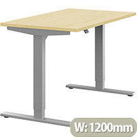 Zoom Height Adjustable Sit Stand Office Desk Plain Top W1200mmxD700mmxH685-1185mm Maple Top Silver Frame - Prevents & Reduces Muscle & Back Problems, Poor Circulation & Increases Brain Activity. Zoom Height Adjustable Sit Stand Office Desk Plain Top W1200mmxD700mmxH685-1185mm Maple Top Silver Frame - Prevents & Reduces Muscle & Back Problems, Poor Circulation & Increases Brain Activity.