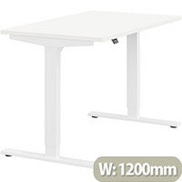 Zoom Height Adjustable Sit Stand Office Desk Plain Top W1200mmxD700mmxH685-1185mm White Top White Frame - Prevents & Reduces Muscle & Back Problems, Poor Circulation & Increases Brain Activity. Zoom Height Adjustable Sit Stand Office Desk Plain Top W1200mmxD700mmxH685-1185mm White Top White Frame - Prevents & Reduces Muscle & Back Problems, Poor Circulation & Increases Brain Activity.