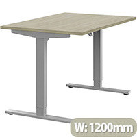 Zoom Height Adjustable Sit Stand Office Desk Plain Top W1200mmxD800mmxH685-1185mm Arctic Oak Top Silver Frame - Prevents & Reduces Muscle & Back Problems, Poor Circulation & Increases Brain Activity. Zoom Height Adjustable Sit Stand Office Desk Plain Top W1200mmxD800mmxH685-1185mm Arctic Oak Top Silver Frame - Prevents & Reduces Muscle & Back Problems, Poor Circulation & Increases Brain Activity.