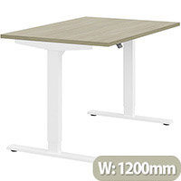 Zoom Height Adjustable Sit Stand Office Desk Plain Top W1200mmxD800mmxH685-1185mm Arctic Oak Top White Frame - Prevents & Reduces Muscle & Back Problems, Poor Circulation & Increases Brain Activity. Zoom Height Adjustable Sit Stand Office Desk Plain Top W1200mmxD800mmxH685-1185mm Arctic Oak Top White Frame - Prevents & Reduces Muscle & Back Problems, Poor Circulation & Increases Brain Activity.