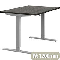 Zoom Height Adjustable Sit Stand Office Desk Plain Top W1200mmxD800mmxH685-1185mm Carbon Walnut Top Silver Frame - Prevents & Reduces Muscle & Back Problems, Poor Circulation & Increases Brain Activity. Zoom Height Adjustable Sit Stand Office Desk Plain Top W1200mmxD800mmxH685-1185mm Carbon Walnut Top Silver Frame - Prevents & Reduces Muscle & Back Problems, Poor Circulation & Increases Brain Activity.