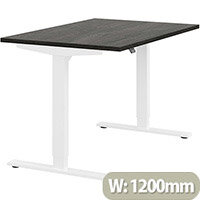 Zoom Height Adjustable Sit Stand Office Desk Plain Top W1200mmxD800mmxH685-1185mm Carbon Walnut Top White Frame - Prevents & Reduces Muscle & Back Problems, Poor Circulation & Increases Brain Activity. Zoom Height Adjustable Sit Stand Office Desk Plain Top W1200mmxD800mmxH685-1185mm Carbon Walnut Top White Frame - Prevents & Reduces Muscle & Back Problems, Poor Circulation & Increases Brain Activity.