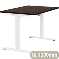 Zoom Height Adjustable Sit Stand Office Desk Plain Top W1200mmxD800mmxH685-1185mm Dark Walnut Top White Frame - Prevents & Reduces Muscle & Back Problems, Poor Circulation & Increases Brain Activity. Zoom Height Adjustable Sit Stand Office Desk Plain Top W1200mmxD800mmxH685-1185mm Dark Walnut Top White Frame - Prevents & Reduces Muscle & Back Problems, Poor Circulation & Increases Brain Activity.
