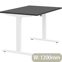Zoom Height Adjustable Sit Stand Office Desk Plain Top W1200mmxD800mmxH685-1185mm Graphite Top White Frame - Prevents & Reduces Muscle & Back Problems, Poor Circulation & Increases Brain Activity. Zoom Height Adjustable Sit Stand Office Desk Plain Top W1200mmxD800mmxH685-1185mm Graphite Top White Frame - Prevents & Reduces Muscle & Back Problems, Poor Circulation & Increases Brain Activity.