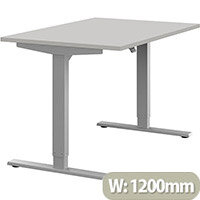 Zoom Height Adjustable Sit Stand Office Desk Plain Top W1200mmxD800mmxH685-1185mm Grey Top Silver Frame - Prevents & Reduces Muscle & Back Problems, Poor Circulation & Increases Brain Activity. Zoom Height Adjustable Sit Stand Office Desk Plain Top W1200mmxD800mmxH685-1185mm Grey Top Silver Frame - Prevents & Reduces Muscle & Back Problems, Poor Circulation & Increases Brain Activity.