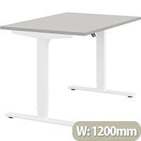 Zoom Height Adjustable Sit Stand Office Desk Plain Top W1200mmxD800mmxH685-1185mm Grey Top White Frame - Prevents & Reduces Muscle & Back Problems, Poor Circulation & Increases Brain Activity. Zoom Height Adjustable Sit Stand Office Desk Plain Top W1200mmxD800mmxH685-1185mm Grey Top White Frame - Prevents & Reduces Muscle & Back Problems, Poor Circulation & Increases Brain Activity.