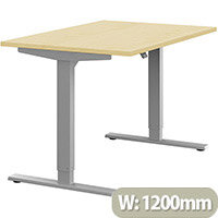 Zoom Height Adjustable Sit Stand Office Desk Plain Top W1200mmxD800mmxH685-1185mm Maple Top Silver Frame - Prevents & Reduces Muscle & Back Problems, Poor Circulation & Increases Brain Activity. Zoom Height Adjustable Sit Stand Office Desk Plain Top W1200mmxD800mmxH685-1185mm Maple Top Silver Frame - Prevents & Reduces Muscle & Back Problems, Poor Circulation & Increases Brain Activity.