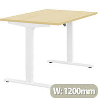 Zoom Height Adjustable Sit Stand Office Desk Plain Top W1200mmxD800mmxH685-1185mm Maple Top White Frame - Prevents & Reduces Muscle & Back Problems, Poor Circulation & Increases Brain Activity. Zoom Height Adjustable Sit Stand Office Desk Plain Top W1200mmxD800mmxH685-1185mm Maple Top White Frame - Prevents & Reduces Muscle & Back Problems, Poor Circulation & Increases Brain Activity.