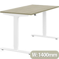 Zoom Height Adjustable Sit Stand Office Desk Plain Top W1400mmxD700mmxH685-1185mm Arctic Oak Top White Frame - Prevents & Reduces Muscle & Back Problems, Poor Circulation & Increases Brain Activity. Zoom Height Adjustable Sit Stand Office Desk Plain Top W1400mmxD700mmxH685-1185mm Arctic Oak Top White Frame - Prevents & Reduces Muscle & Back Problems, Poor Circulation & Increases Brain Activity.