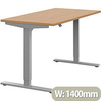 Zoom Height Adjustable Sit Stand Office Desk Plain Top W1400mmxD700mmxH685-1185mm Beech Top Silver Frame - Prevents & Reduces Muscle & Back Problems, Poor Circulation & Increases Brain Activity. Zoom Height Adjustable Sit Stand Office Desk Plain Top W1400mmxD700mmxH685-1185mm Beech Top Silver Frame - Prevents & Reduces Muscle & Back Problems, Poor Circulation & Increases Brain Activity.