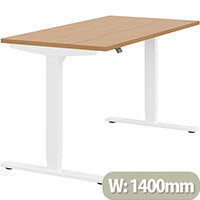 Zoom Height Adjustable Sit Stand Office Desk Plain Top W1400mmxD700mmxH685-1185mm Beech Top White Frame - Prevents & Reduces Muscle & Back Problems, Poor Circulation & Increases Brain Activity. Zoom Height Adjustable Sit Stand Office Desk Plain Top W1400mmxD700mmxH685-1185mm Beech Top White Frame - Prevents & Reduces Muscle & Back Problems, Poor Circulation & Increases Brain Activity.