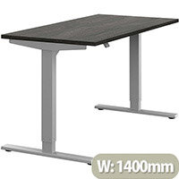 Zoom Height Adjustable Sit Stand Office Desk Plain Top W1400mmxD700mmxH685-1185mm Carbon Walnut Top Silver Frame - Prevents & Reduces Muscle & Back Problems, Poor Circulation & Increases Brain Activity. Zoom Height Adjustable Sit Stand Office Desk Plain Top W1400mmxD700mmxH685-1185mm Carbon Walnut Top Silver Frame - Prevents & Reduces Muscle & Back Problems, Poor Circulation & Increases Brain Activity.