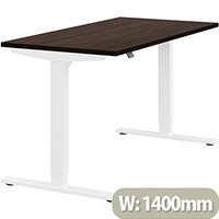 Zoom Height Adjustable Sit Stand Office Desk Plain Top W1400mmxD700mmxH685-1185mm Dark Walnut Top White Frame - Prevents & Reduces Muscle & Back Problems, Poor Circulation & Increases Brain Activity. Zoom Height Adjustable Sit Stand Office Desk Plain Top W1400mmxD700mmxH685-1185mm Dark Walnut Top White Frame - Prevents & Reduces Muscle & Back Problems, Poor Circulation & Increases Brain Activity.