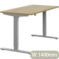 Zoom Height Adjustable Sit Stand Office Desk Plain Top W1400mmxD700mmxH685-1185mm Urban Oak Top Silver Frame - Prevents & Reduces Muscle & Back Problems, Poor Circulation & Increases Brain Activity. Zoom Height Adjustable Sit Stand Office Desk Plain Top W1400mmxD700mmxH685-1185mm Urban Oak Top Silver Frame - Prevents & Reduces Muscle & Back Problems, Poor Circulation & Increases Brain Activity.